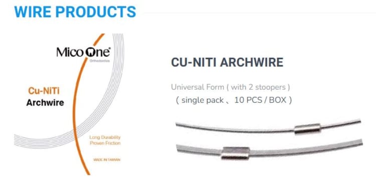 CuNiTi 27°C Universal Form with stops 10/PK, .019 x .025
