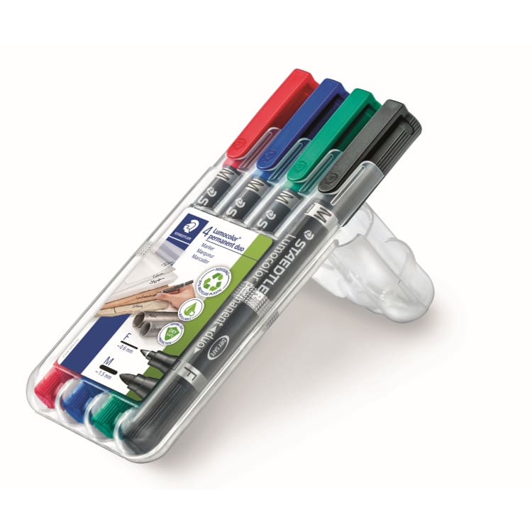 Staedtler permanent marker Lumocolor duo 0.6 mm/1.5 mm 4 pieces