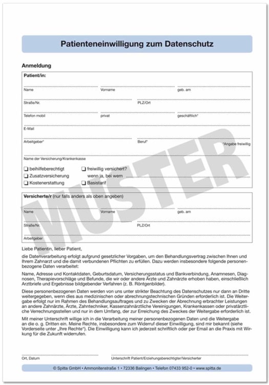 Patienteninfo z. Datenschutz 100Blatt