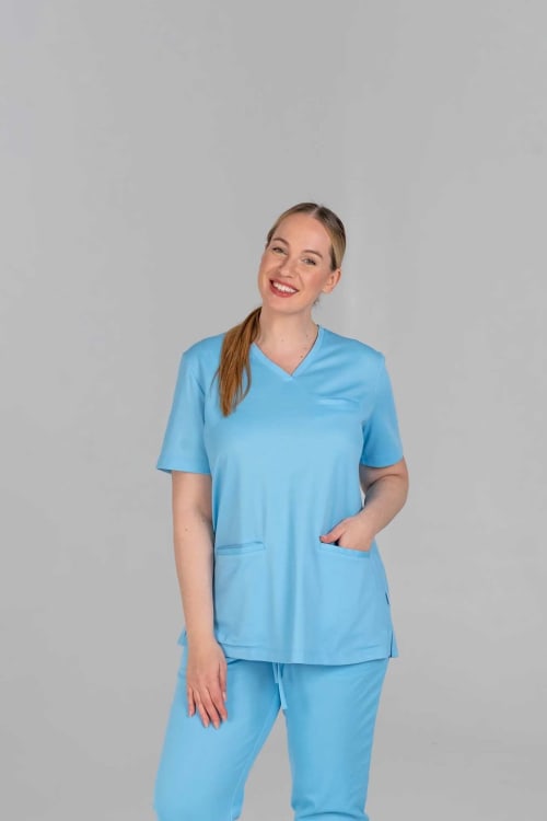 Van Laack Damen Tunic With Piped Pocket MWW-S15-P Skyblue L