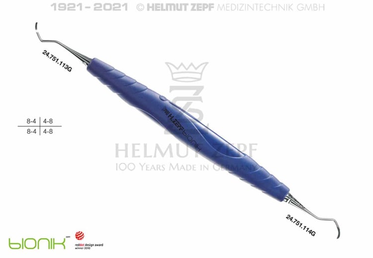 Kürette Gracey 13/14 Bionic blau