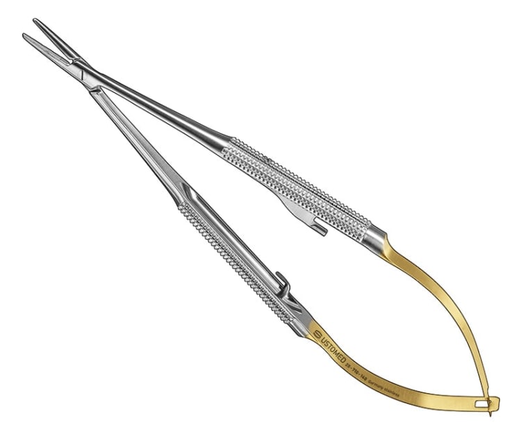 BARRAQUER, Micro-Nadelhalter, Hart- metall, 14 cm, gerade, Rundgriff