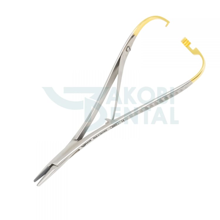 Needle holder Mathieu NH 5076, 140mm, Tungsten Carbide inserts (TC), beaks serrated, stainless steel