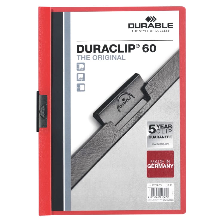 Durable clip folder DURACLIP 60 A4 rigid film red