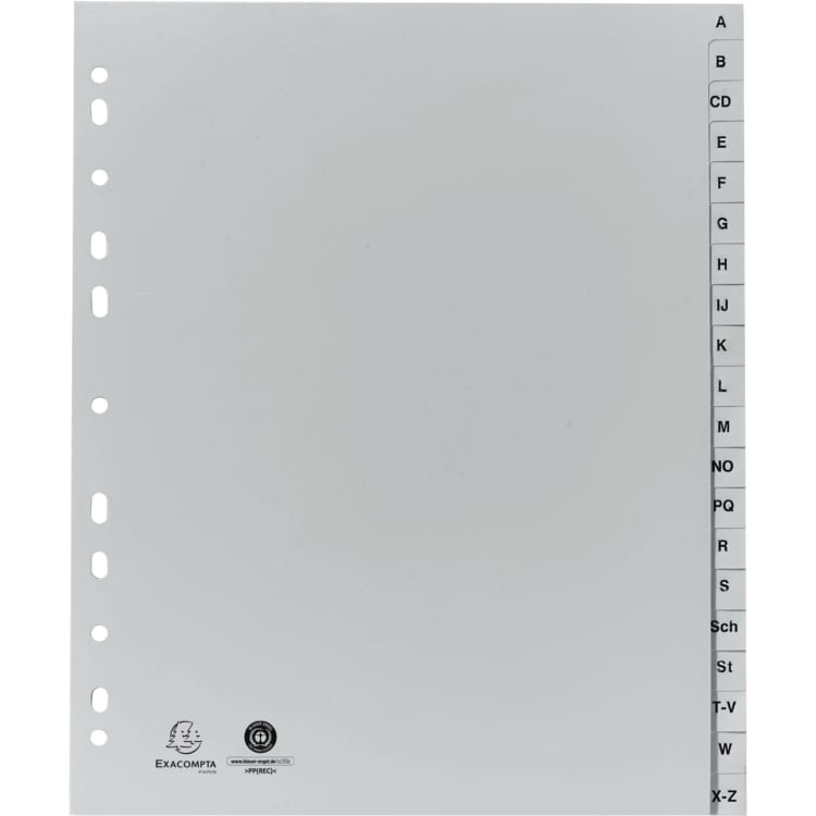 Exacompta index divider set A4+ 20-part A-Z PP grey