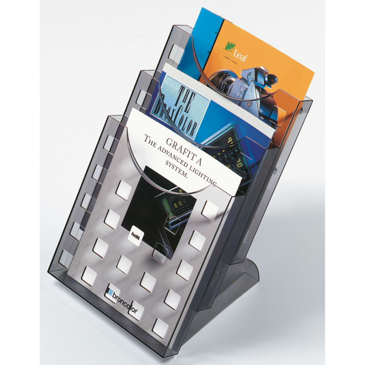 helit literature holder A4 portrait 3 compartments PS crystal clear