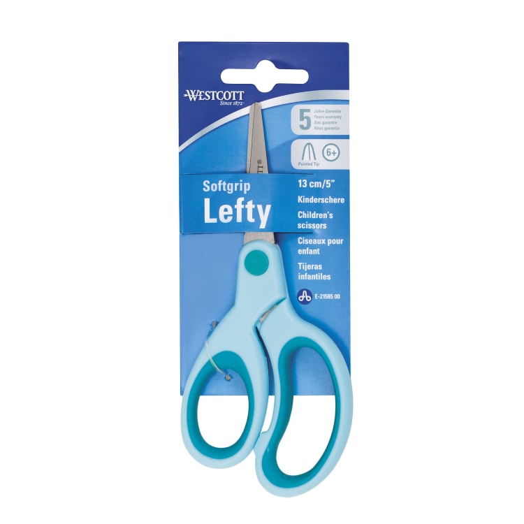 Westcott children's scissors left-handed pointed tip 13 cm turquoise