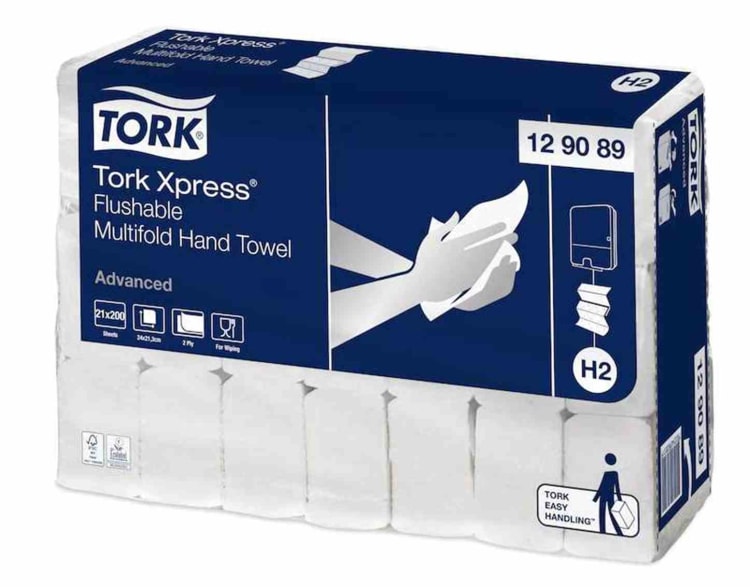 Essity Tork Xpress® Quick-Dissolving Multifold Towels H2 Advanced 2-Layer White 21 x 200 Cloths