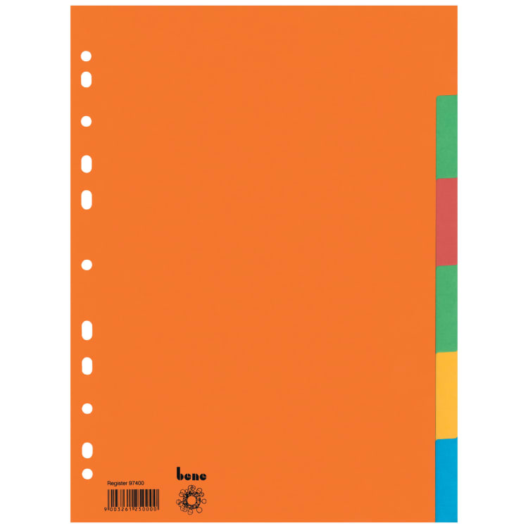 Bene index divider set blank A4 6-part cardboard coloured