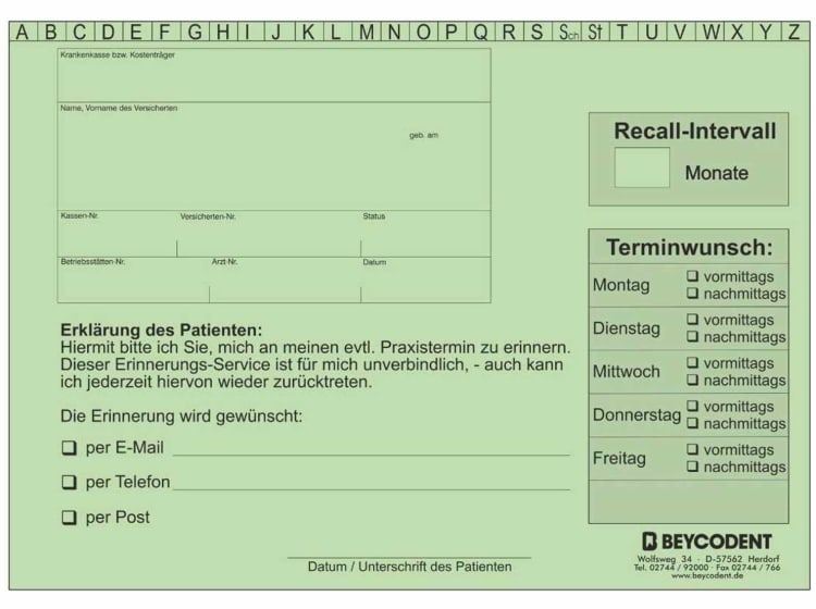 Recall Karten DIN A6 grün 100St