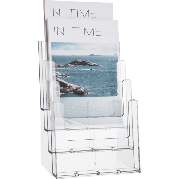 helit literature holder A5 4 compartments PS crystal clear