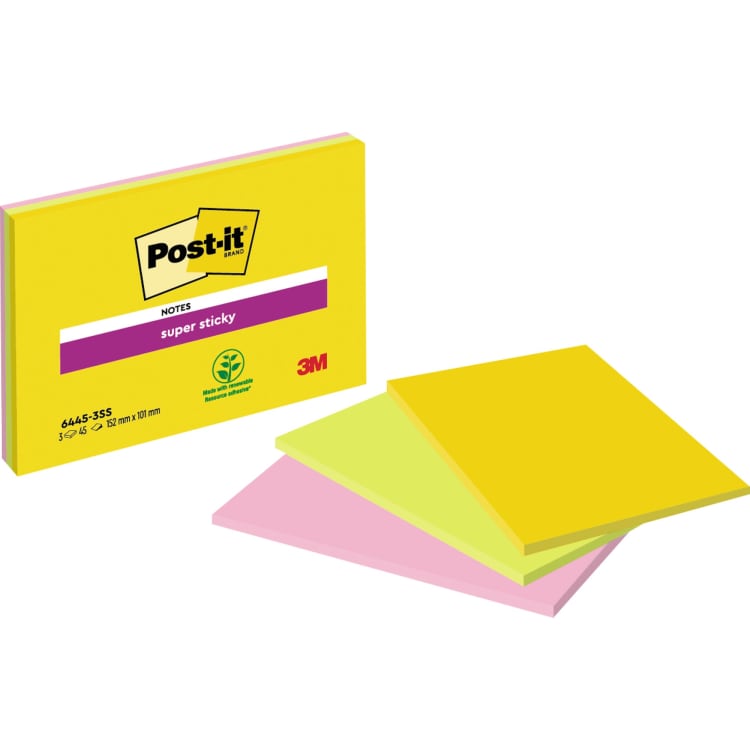 Post-it Haftnotiz Super Sticky MeetNote 101x152 mm 3 Stück