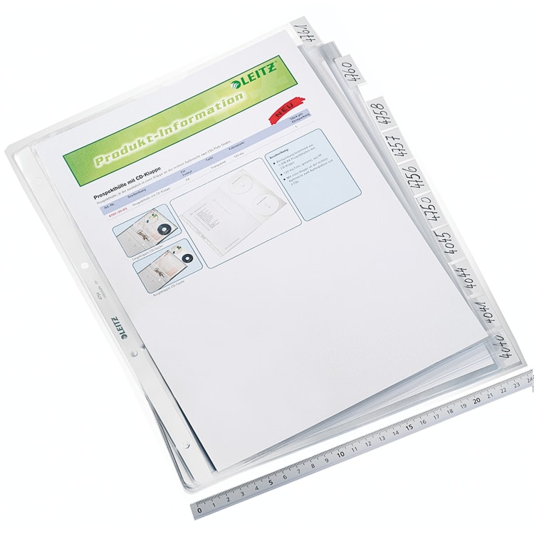 Leitz punched pocket A4 open at top 0.13 mm PP clear