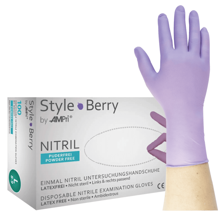Style Berry - Nitrilhandschuhe lila, puderfrei - M (100 Stück)