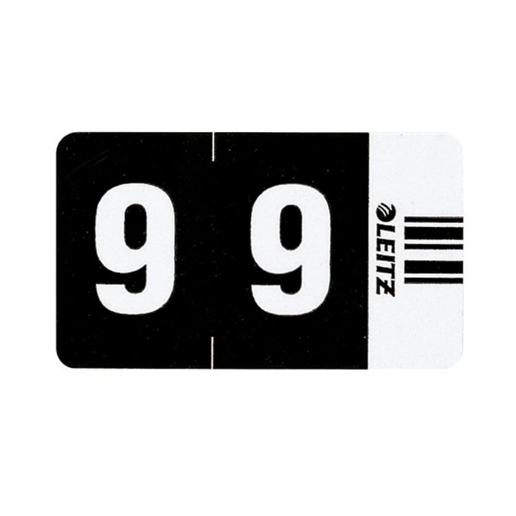 Leitz number tab 9 Orgacolor 23x30 mm 100 pieces black