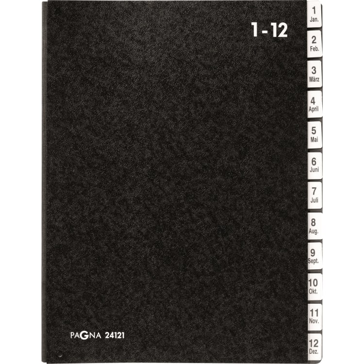 Pagna desk sorter A4 1-12/Jan-Dez 12 compartments hardboard black
