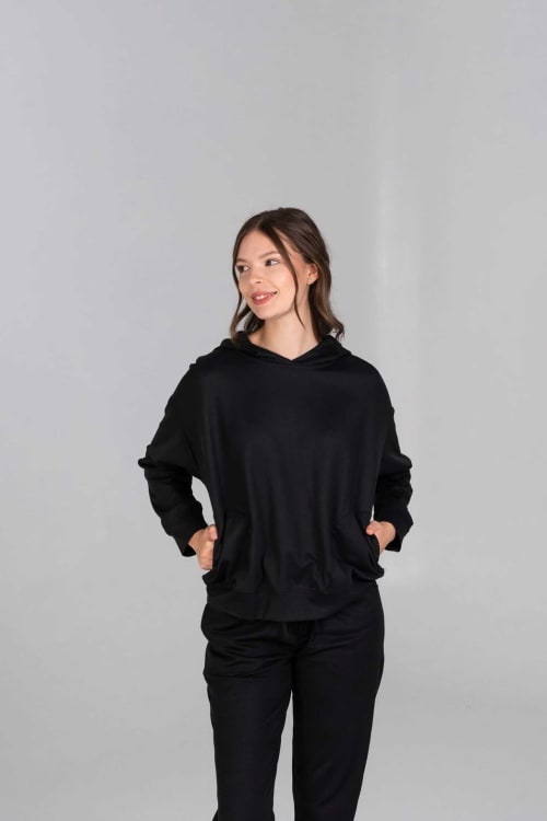 Van Laack Hoodie Oversize 3/Arm MWW-S18 Black XXL
