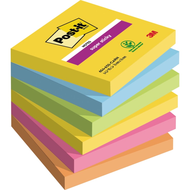 Post-it sticky notes Super Sticky Notes 76x76 mm assorted
