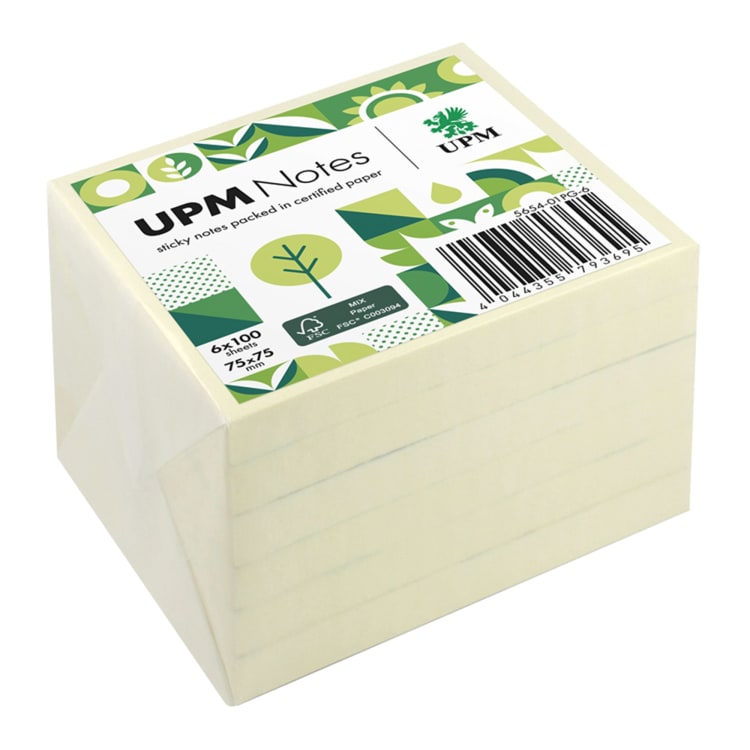 UPM Notes sticky notes 75x75 mm 100 sheets 6 pieces yellow
