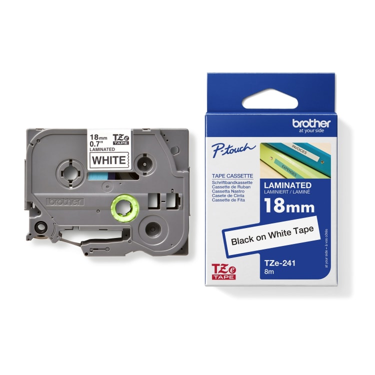 Brother label tape cassette TZE241 18 mm x 8 m laminated black on white