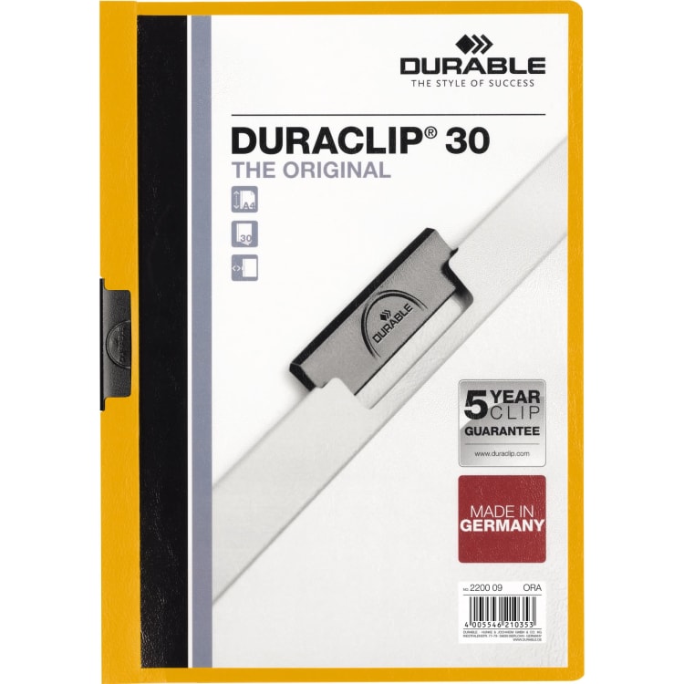 Durable clip folder DURACLIP 30 A4 rigid film orange