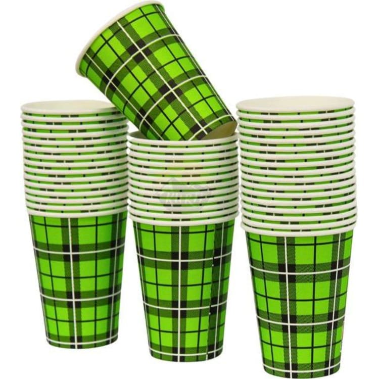 2500 st. Schotse Ruit Scotty Groen Kartonnen Bekers 200 mL / 7.5 oz