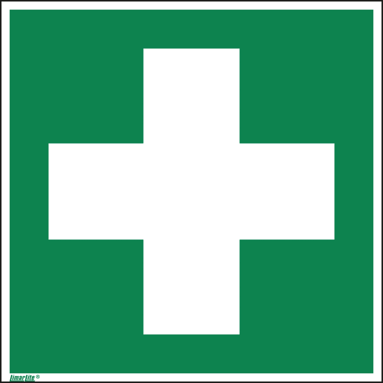 Information sign first aid flag E03 200x200 mm double-sided