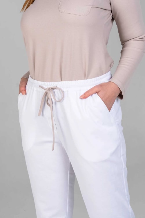 Van Laack Jersey Trousers Kontrastkordel MWW-H6-F White/sand XL