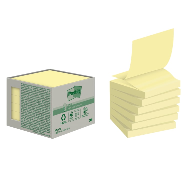 Post-it sticky notes recycled Z-Notes 6x100 sheets yellow