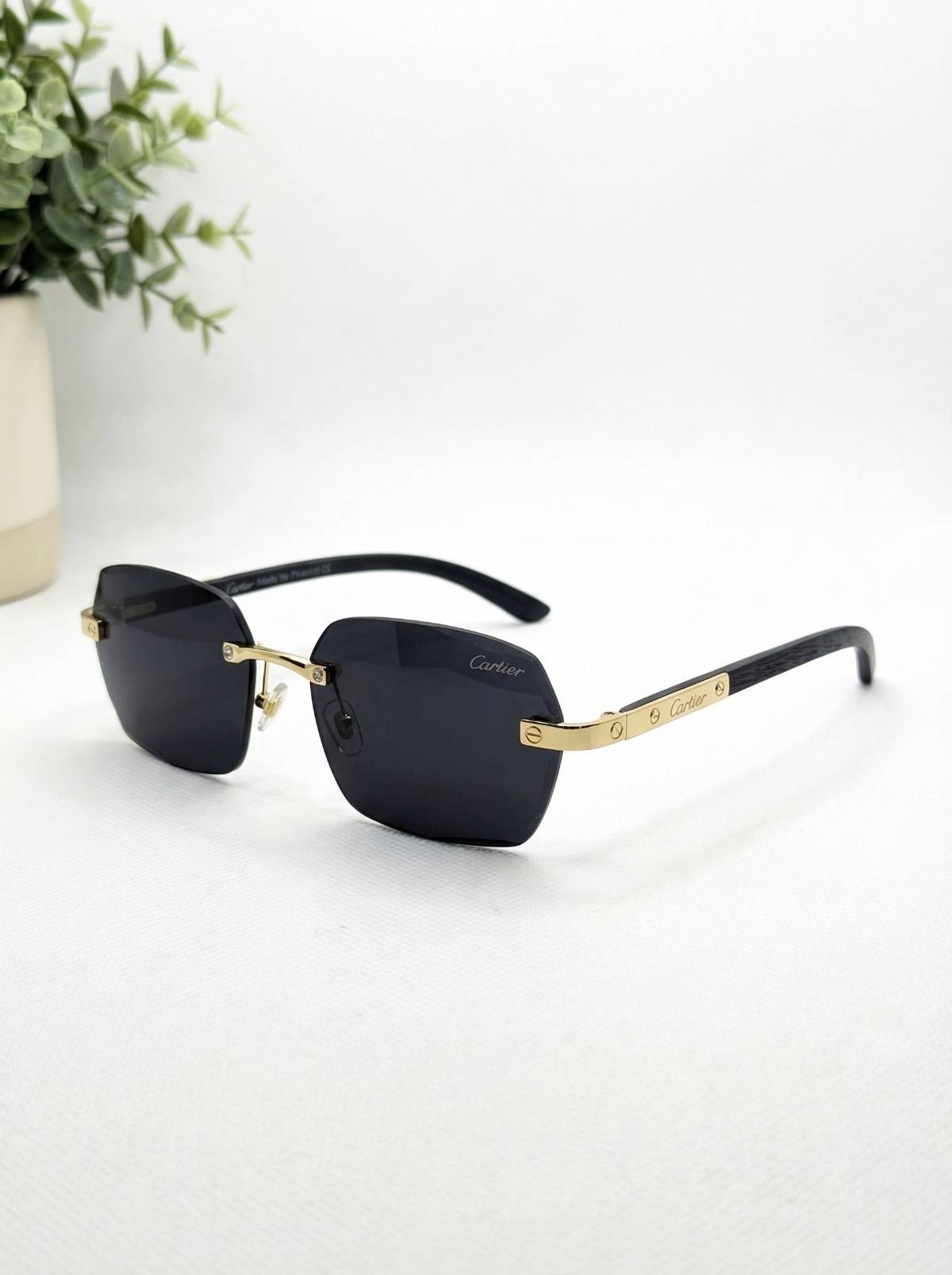 Cartier Rimless Wood Sunglasses 01 view 2