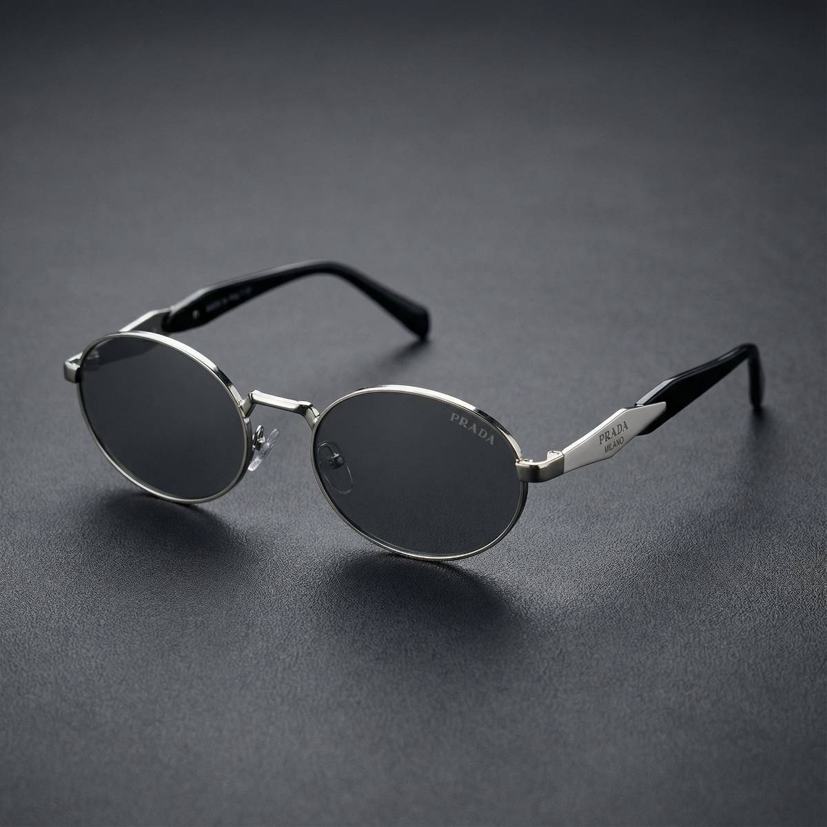 Prada Round Oval Sliver Metal Sunglasses  view 2