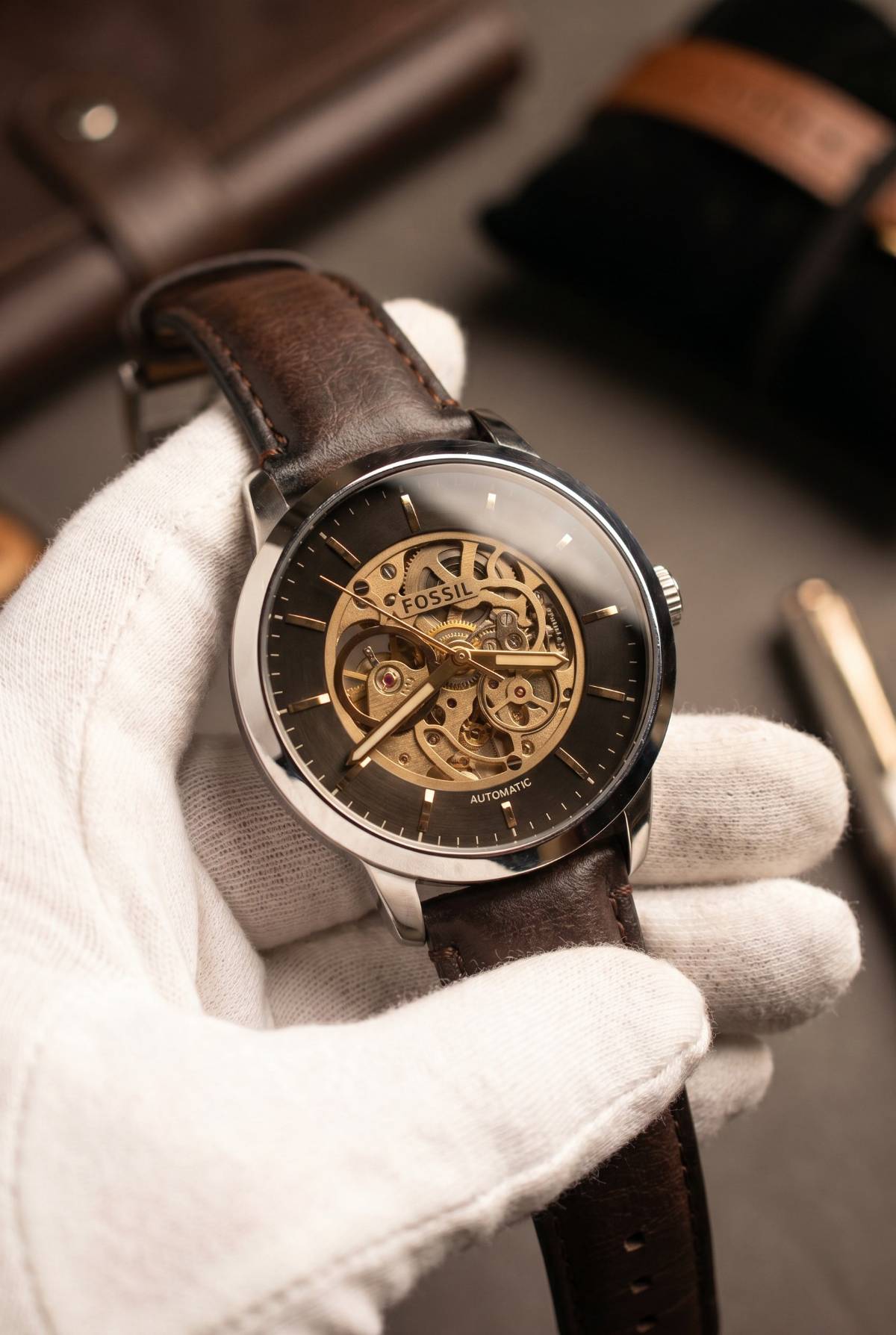 Fossil Townsman Skeleton Automatic Sliver-Brown - view 1