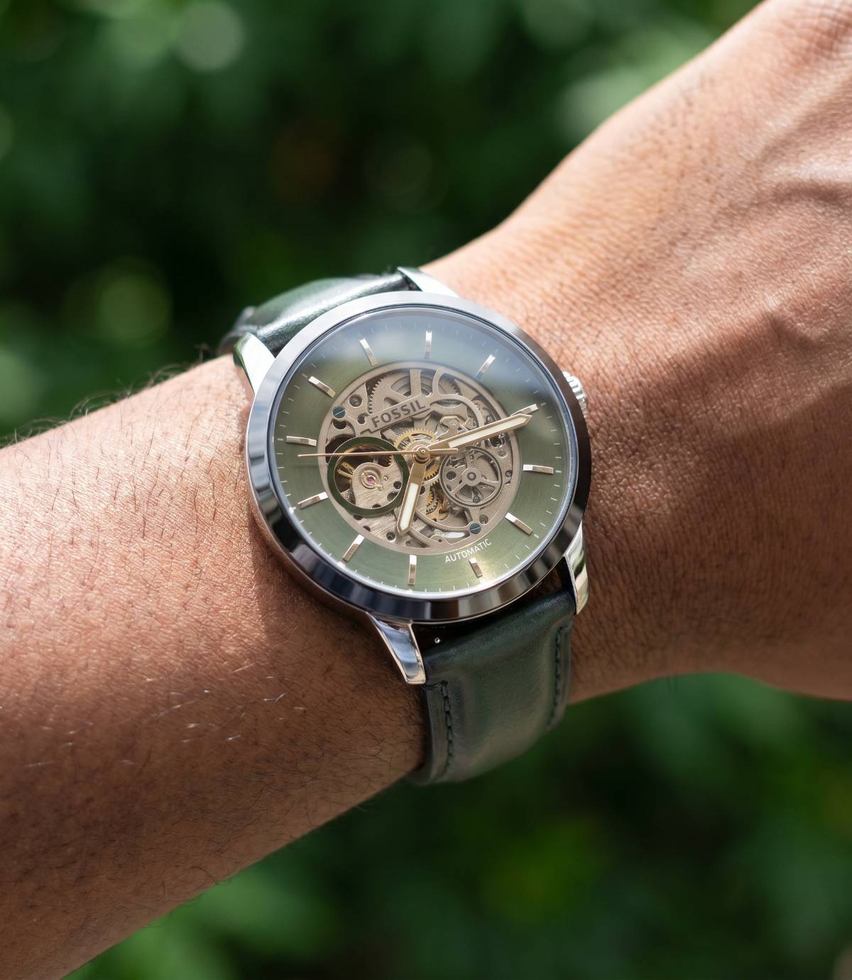 Fossil Townsman Skeleton Automatic Sliver-Green view 2