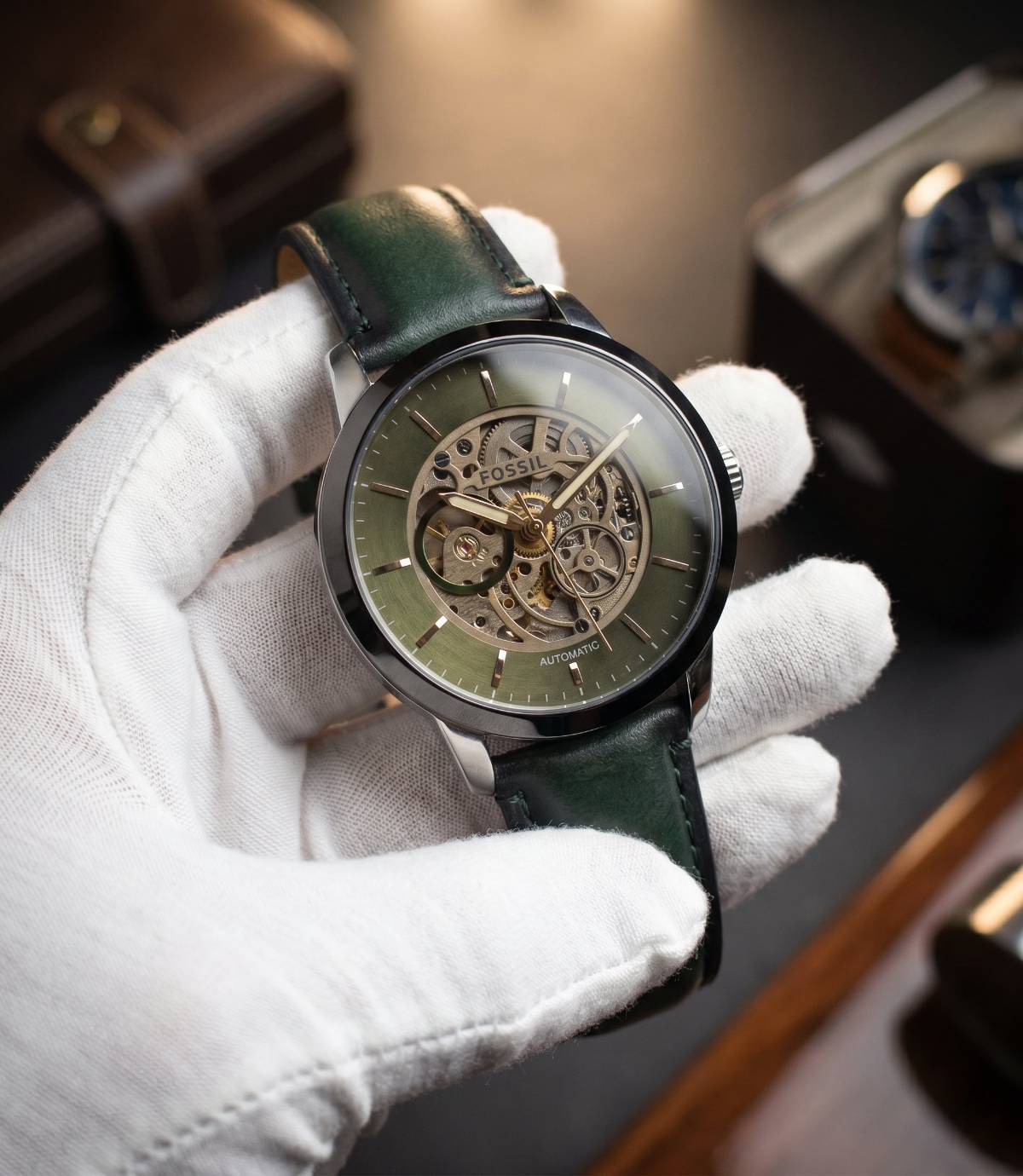 Fossil Townsman Skeleton Automatic Sliver-Green