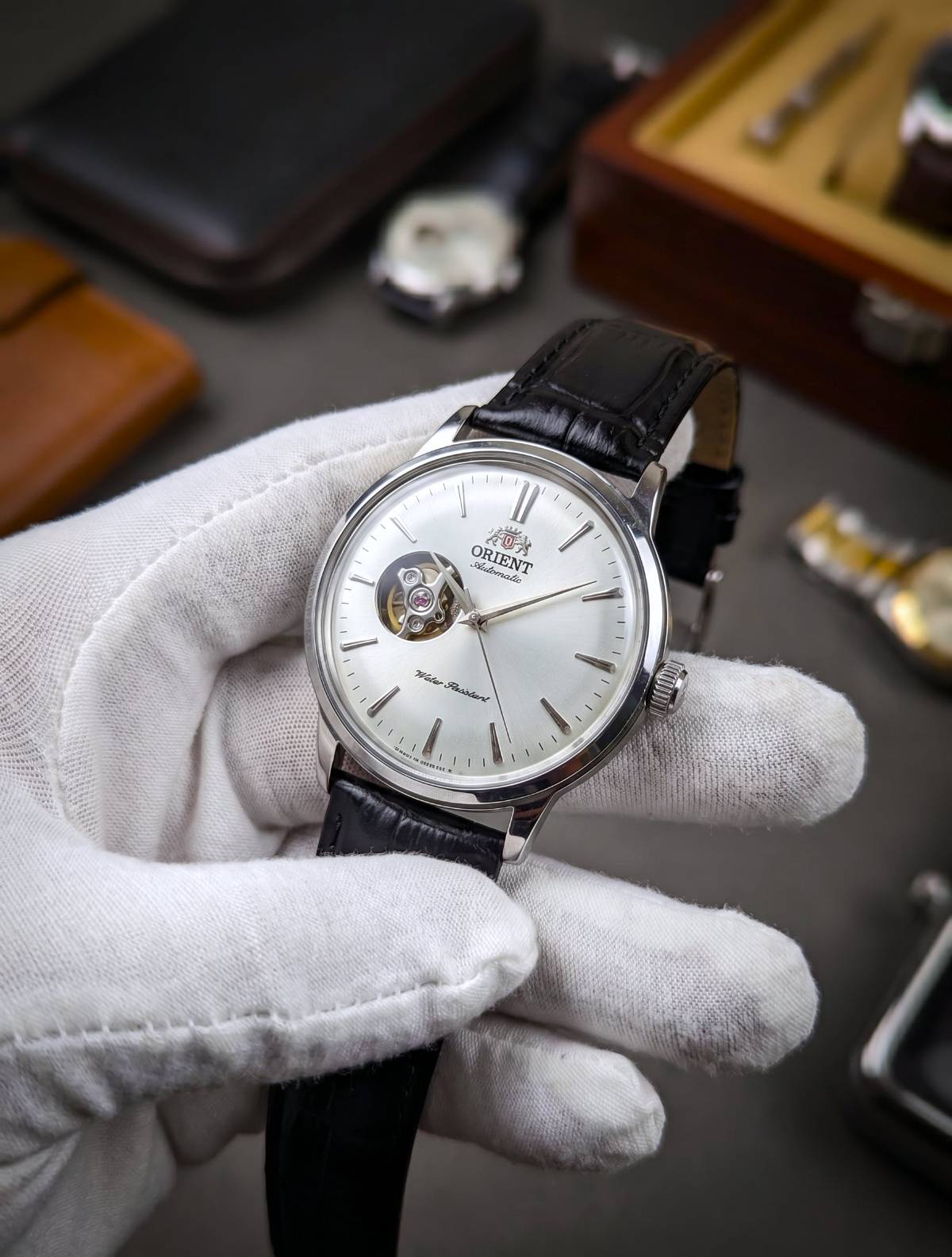 Orient Bambino Open Heart Sliver-Black D-W