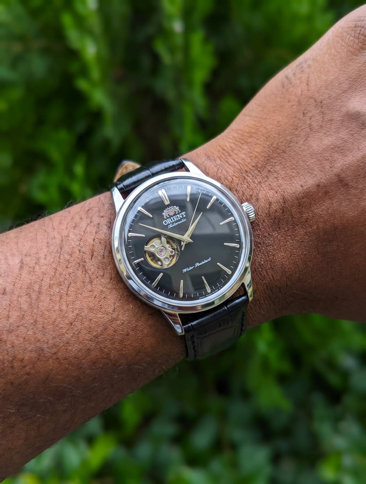 Orient Bambino Open Heart Sliver-Black,BD view 2