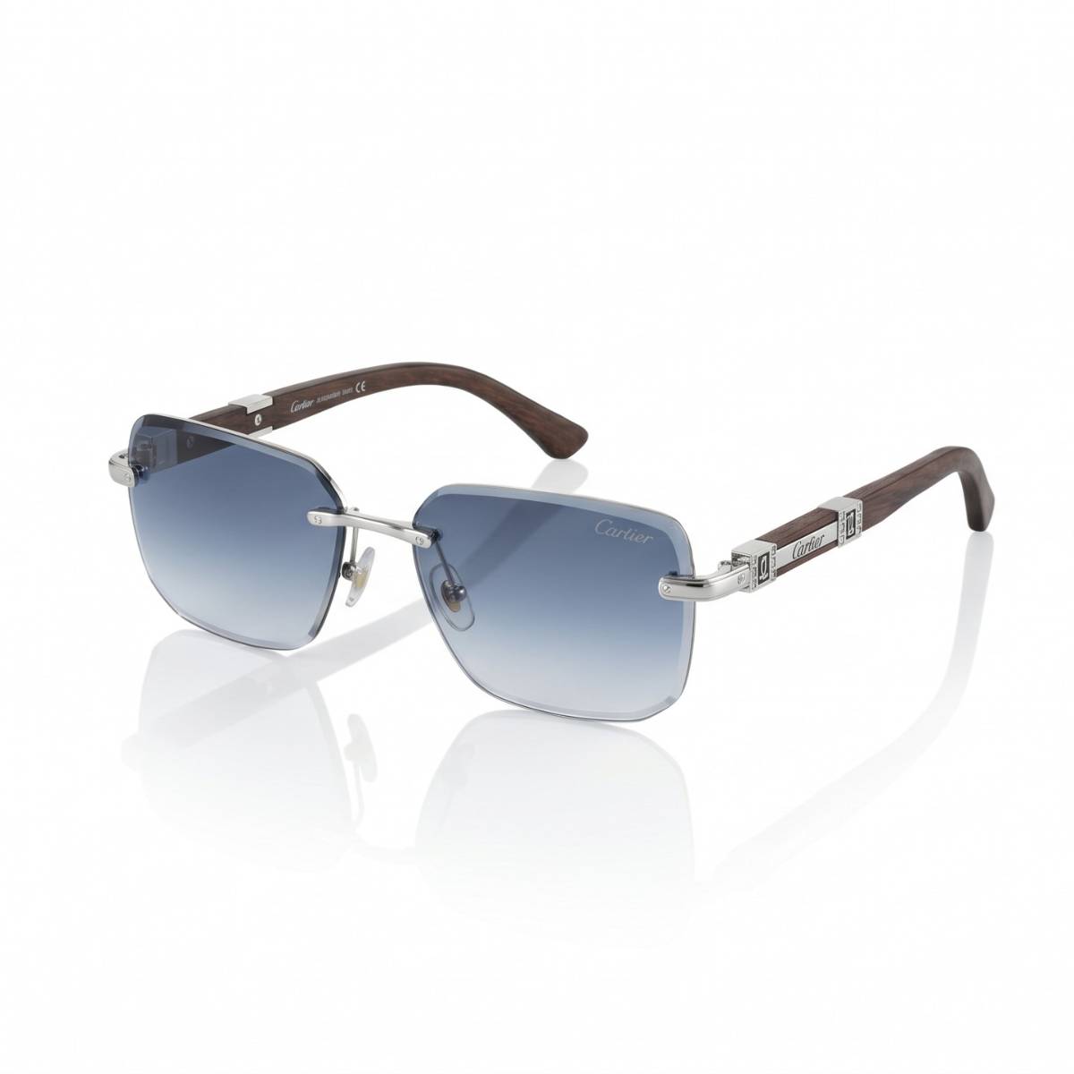 Cartier Rimless Wood Temple Sunglasses - view 1