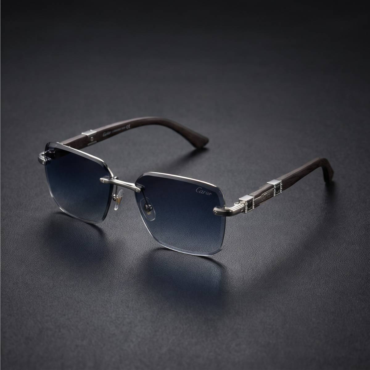 Cartier Rimless Wood Temple Sunglasses view 2