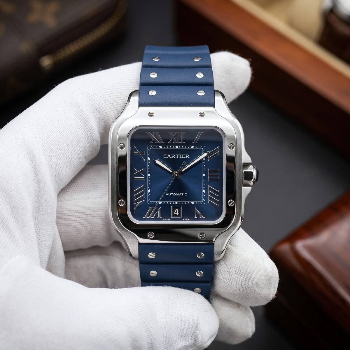 Cartier Santos QUATRZ  BLUE view 1