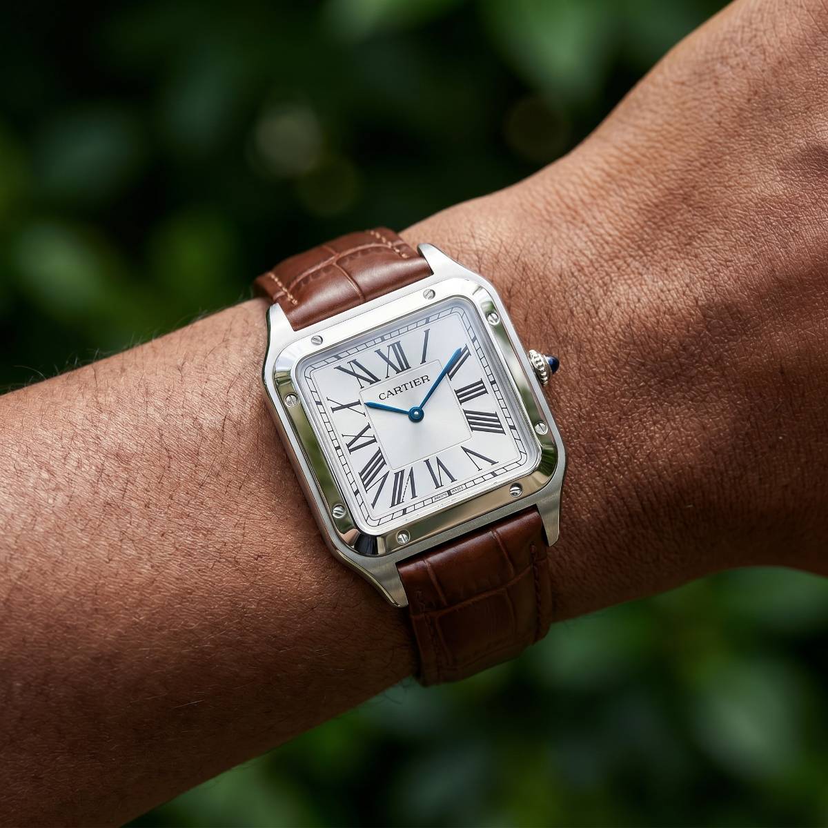 Cartier Santos-Dumont Steel Watch S-B view 2
