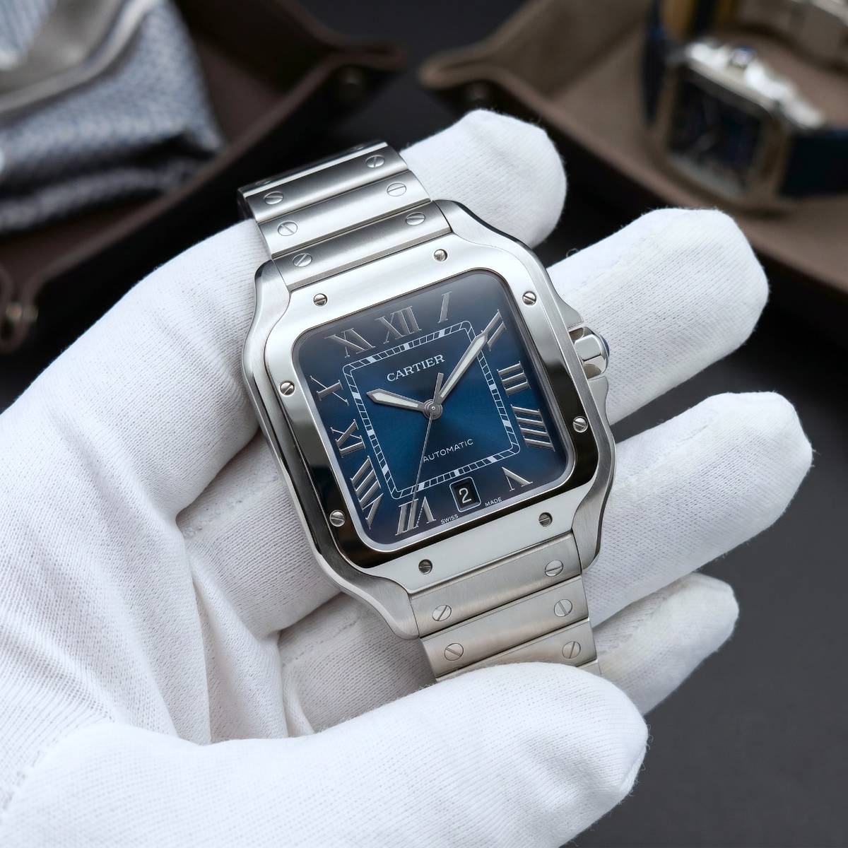 Cartier Santos Blue Automatic F-S view 1