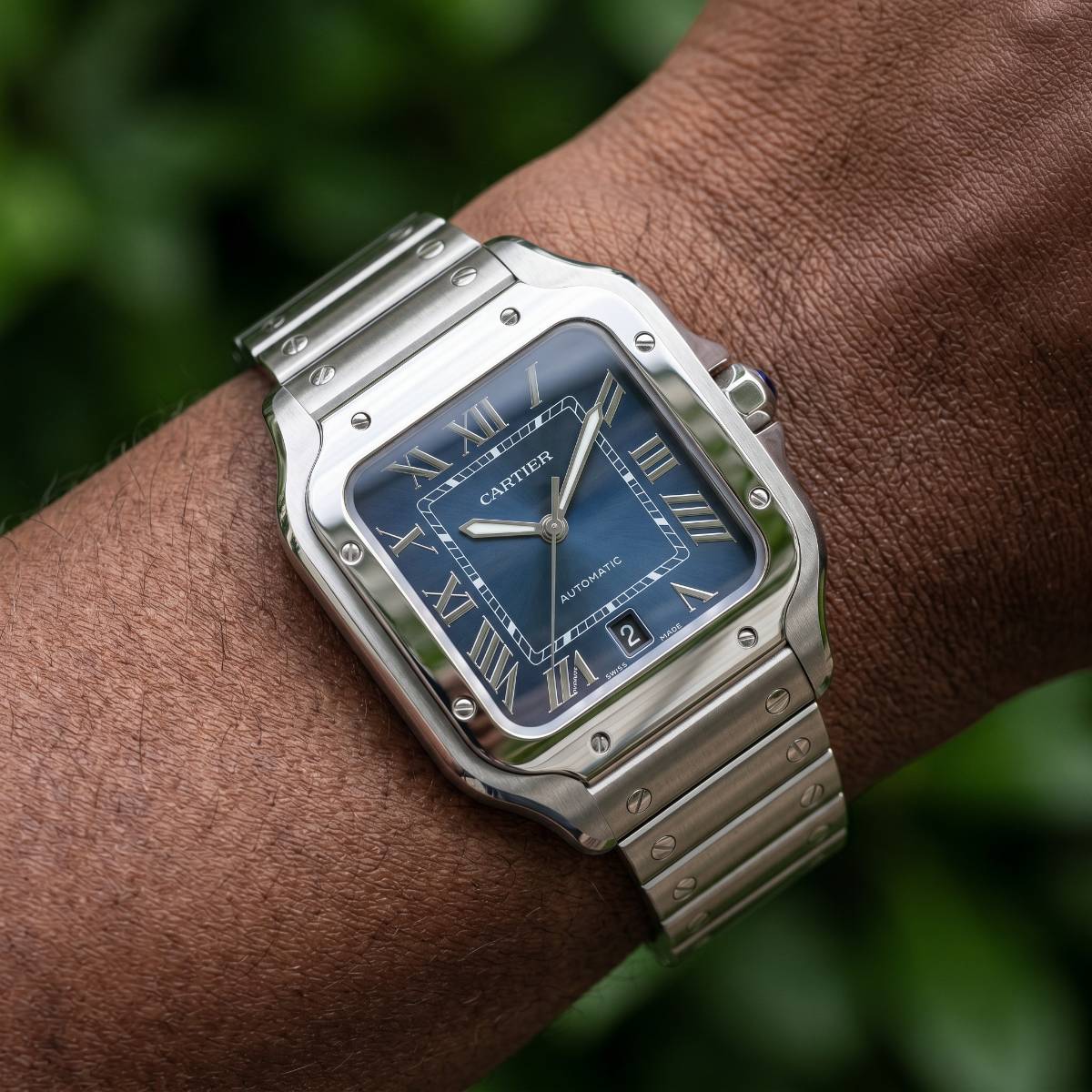 Cartier Santos Blue Automatic F-S view 2