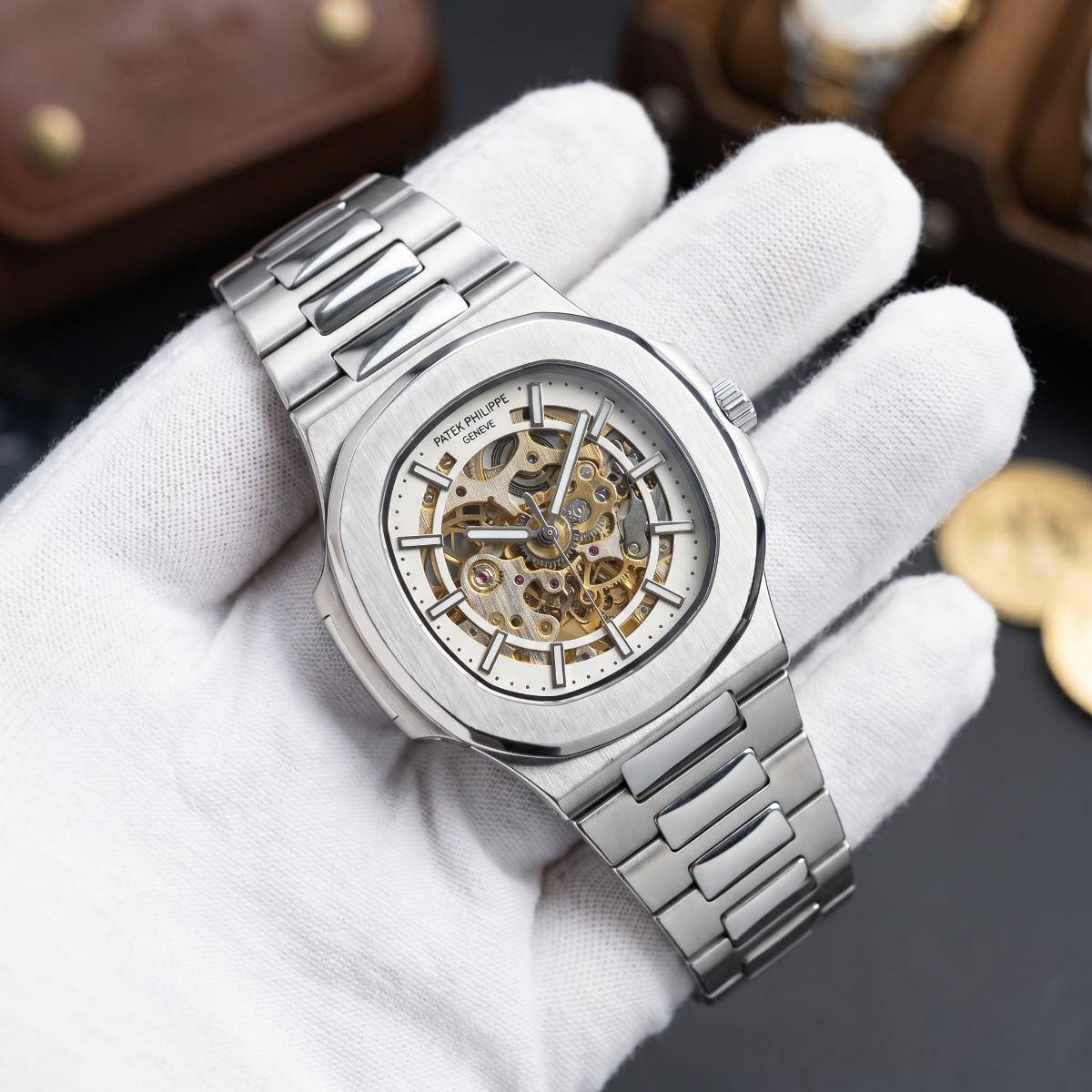 Patek Philippe Nautilus Skeleton SILIVER view 1