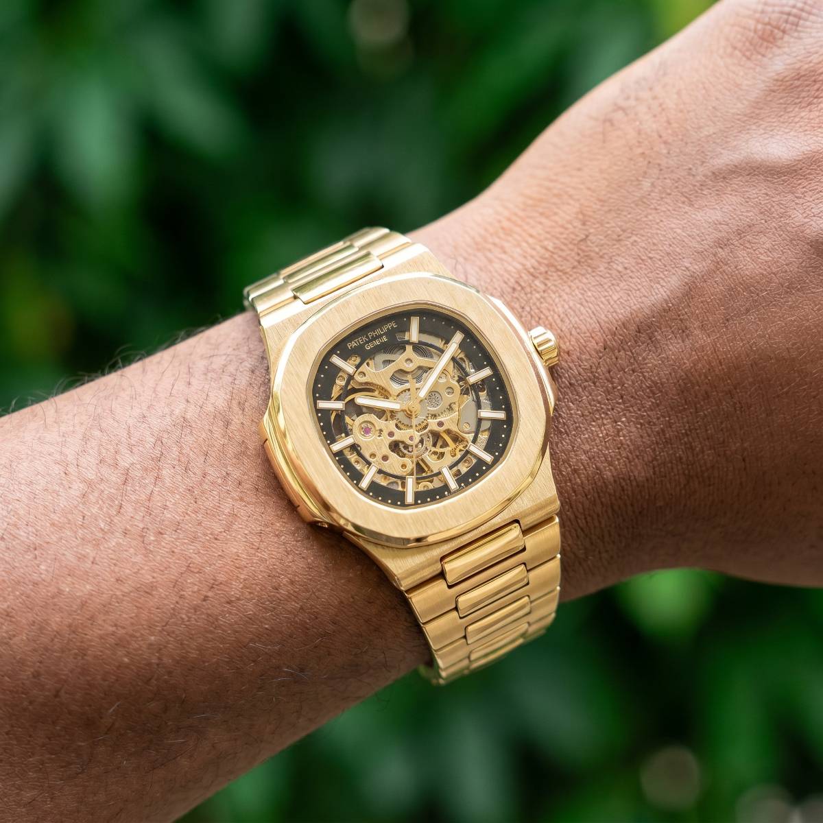 Patek Philippe Nautilus Skeleton Gold view 2
