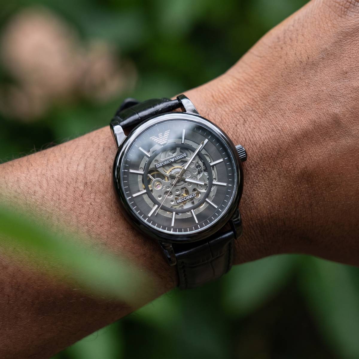 Emporio Armani Meccanico Skeleton Watch BLACK view 2