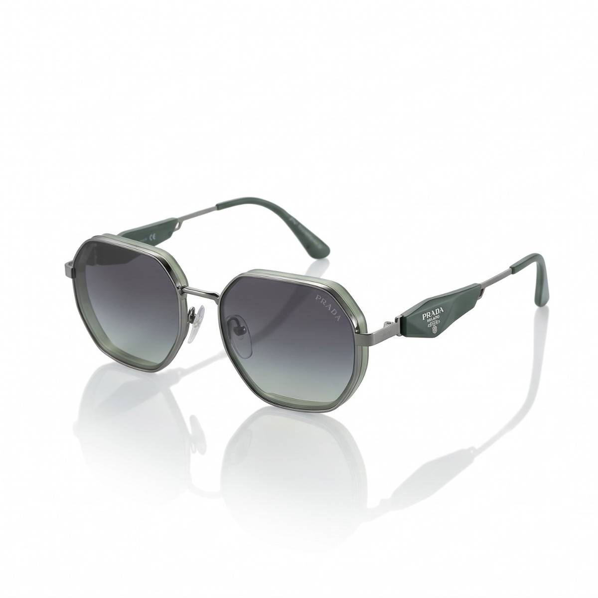 Prada Milano Geometric Sunglasses green view 1