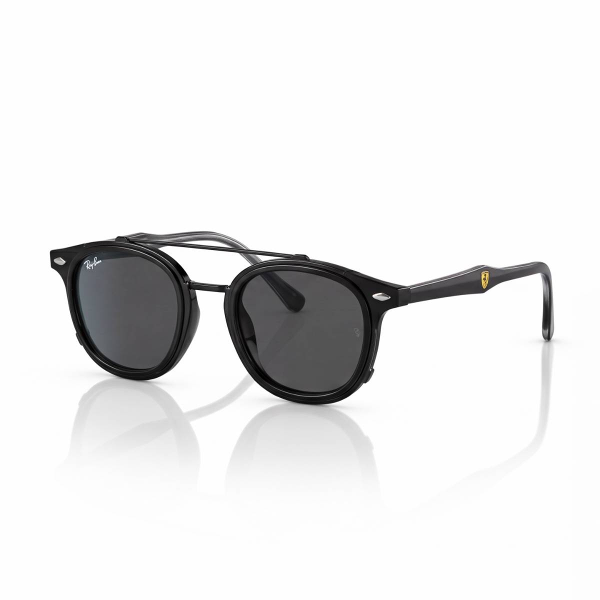 Ray-Ban Ferrari Double Bridge Round full black view 1