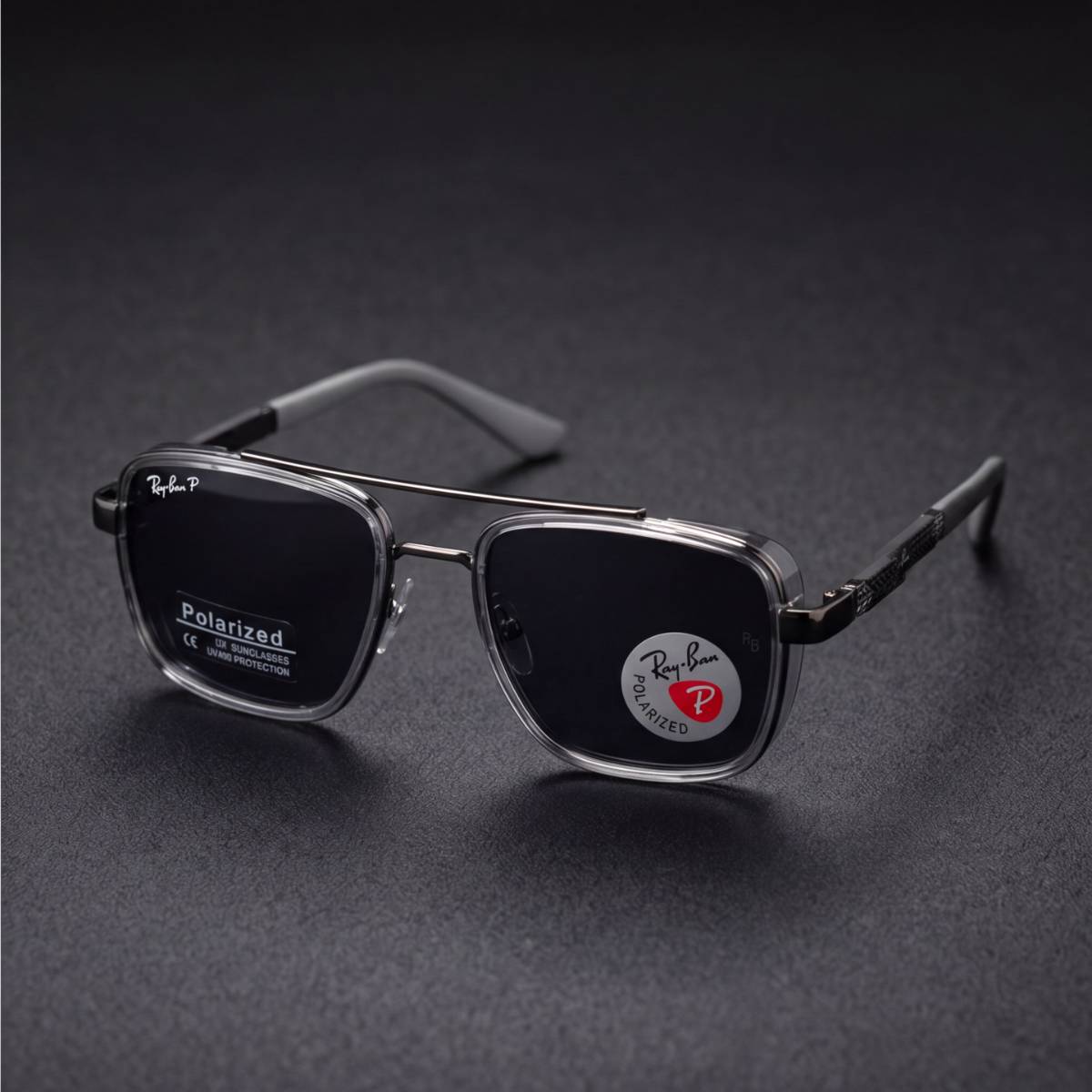 Ray-Ban Polarized Navigator Sunglasses grey view 2