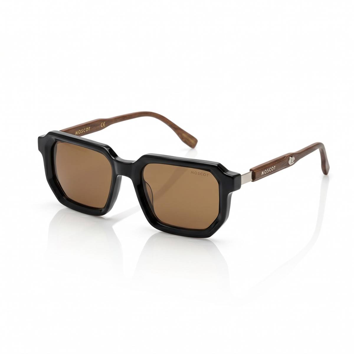 Moscot Matte Black Wood Sunglasses BROWN - view 1
