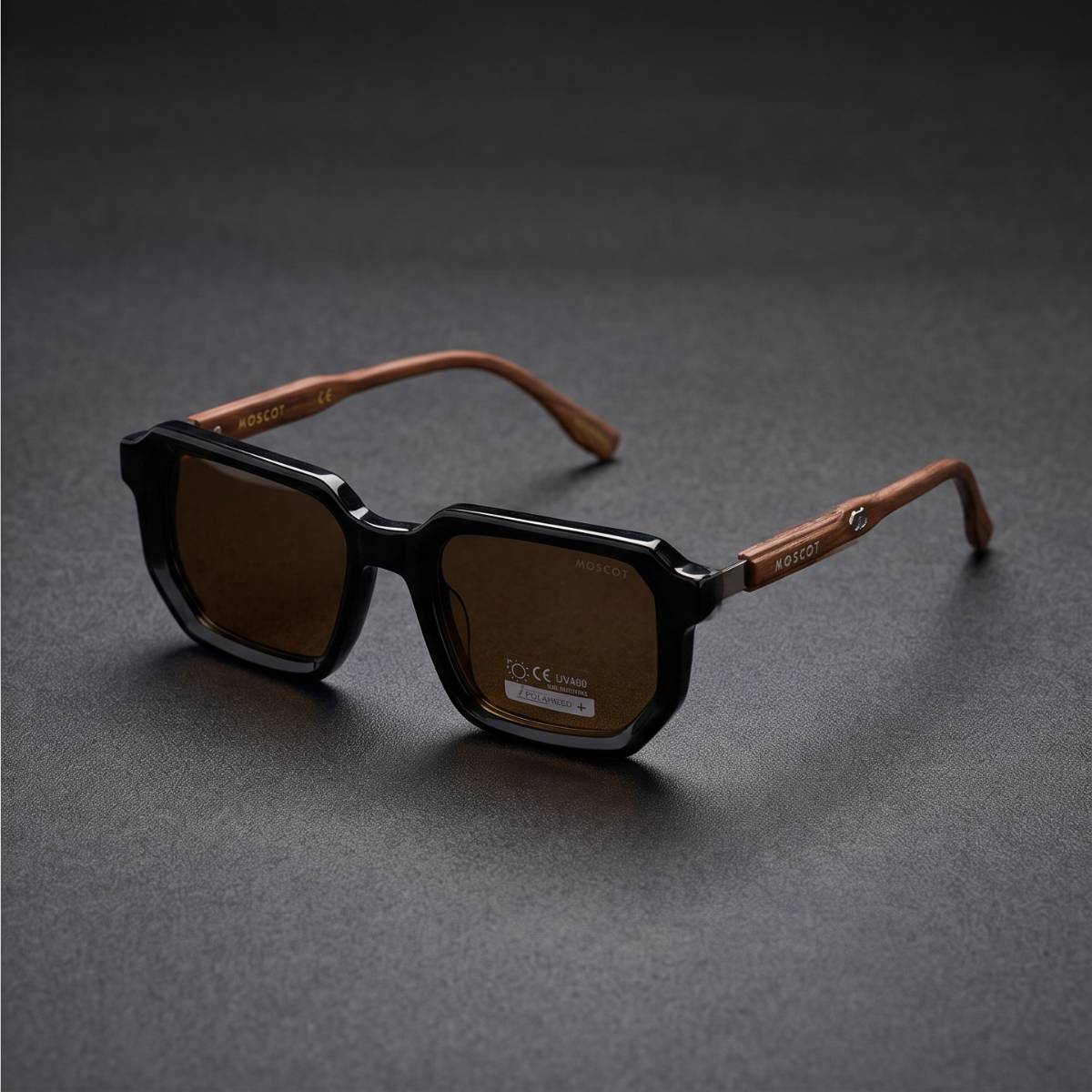Moscot Matte Black Wood Sunglasses BROWN view 2